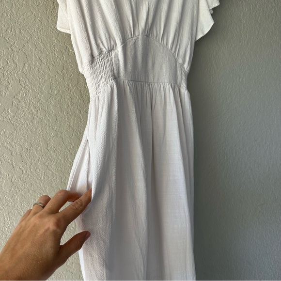 Woman’s WHITE DRESS (M) vintage dress mid length dress with pockets - Picture 4 of 6